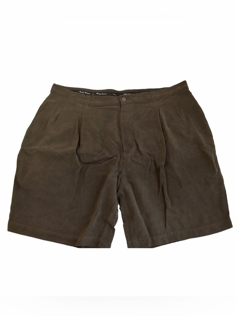 Tommy Bahama 100% Silk Brown Pleated Dress Shorts Sz 40 Coastal Beach 8.5” Insea